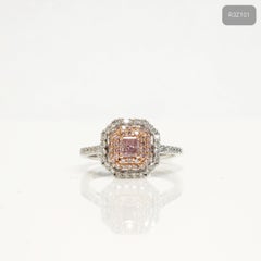 Cushion Shaped Pink Diamond Halo Ring