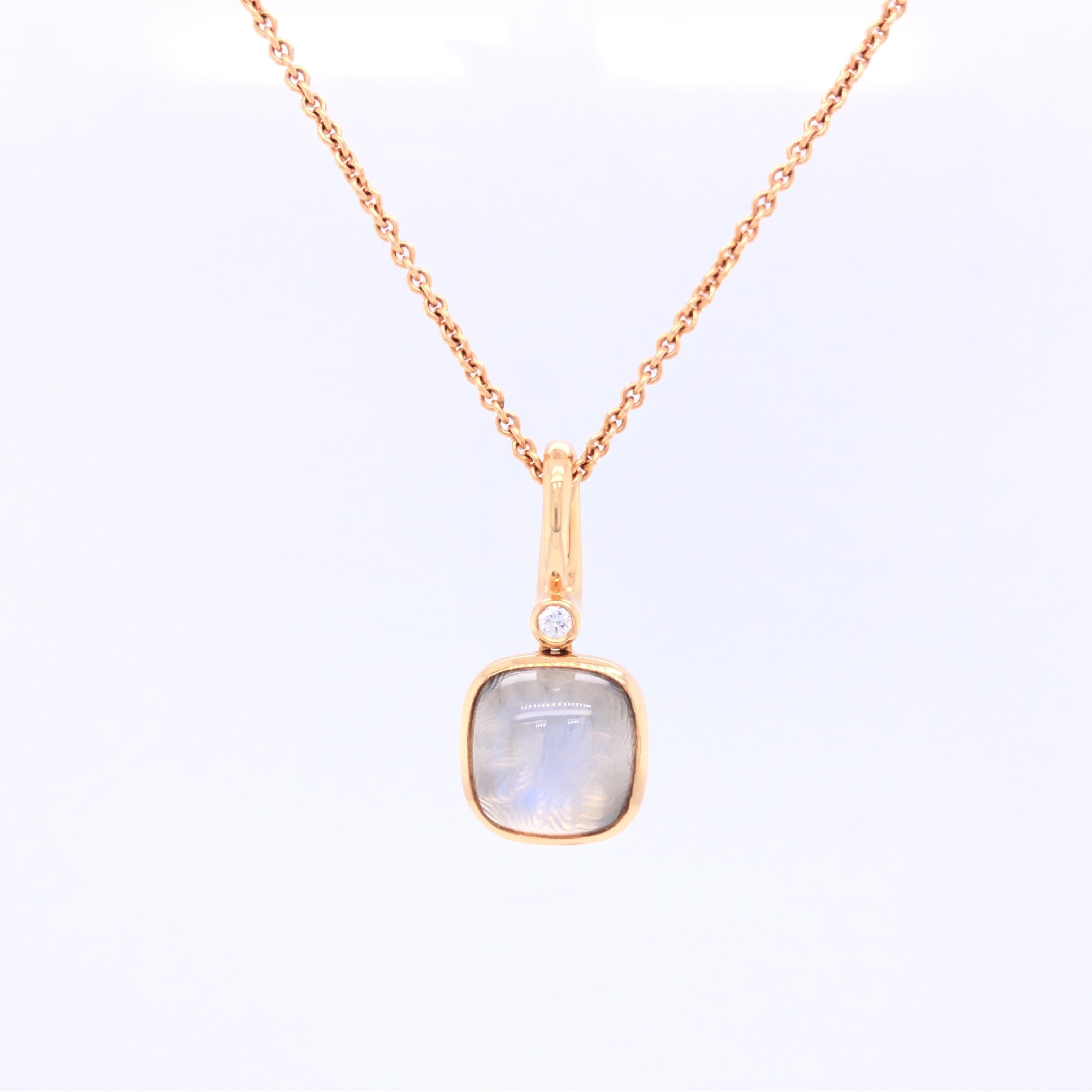 Victor Mayer square shaped pendant 18k rose gold, Era collection, 1 diamond 0.04 ct G VS brilliant cut, white moon stone over guilloche 18k gold disc

About the creator Victor Mayer
Victor Mayer is internationally renowned for elegant timeless