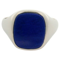 Anello a forma di cuscino, oro bianco 18 carati, lapislazzuli 12,0 x 10,5 mm