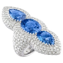 Cushion Statement Royal Blue Sapphire 14K Gold Classic Charm Modern Classic