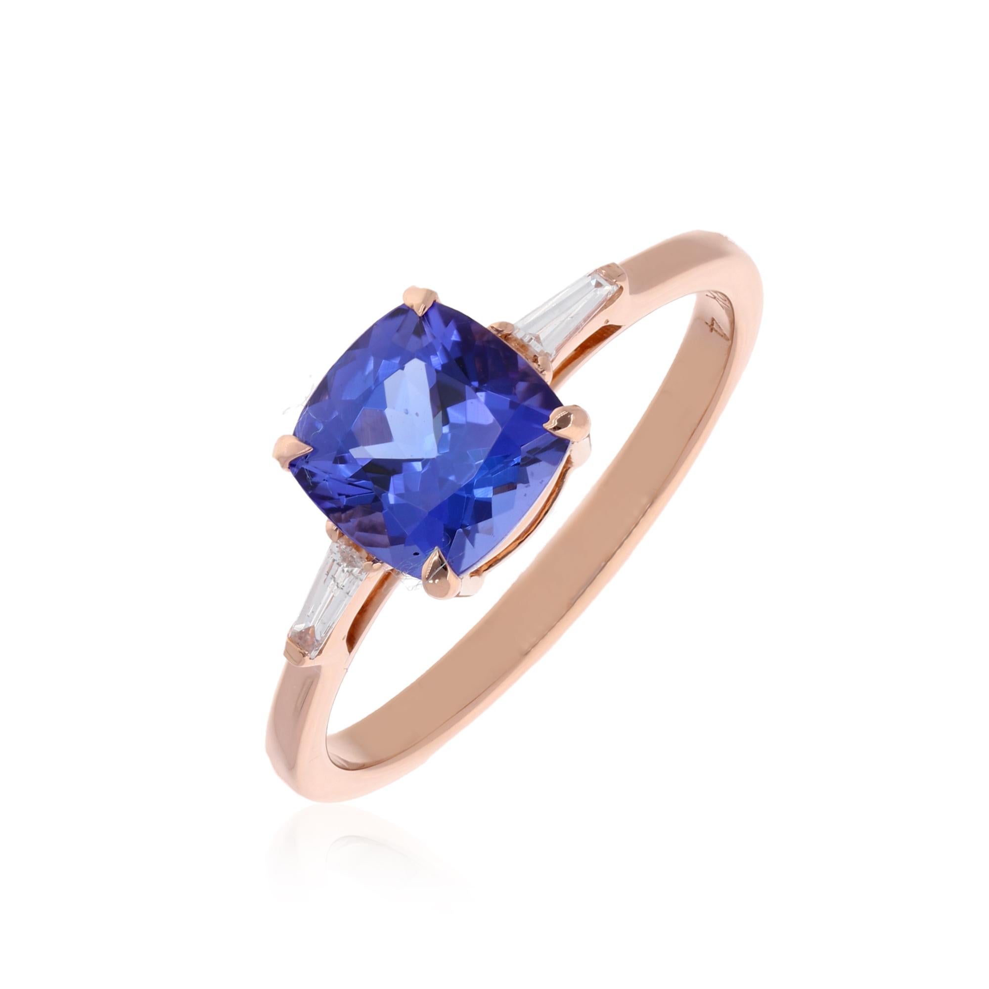 Code :- SER-22344
Gross Wt. :- 2.93 gm
18k Rose Gold Wt. :- 2.58 gm
Natural Diamond Wt. :- 0.09 Ct. ( AVERAGE DIAMOND CLARITY SI1-SI2 & COLOR H-I )
Tanzanite Wt. :- 1.65 Ct
Ring Size :- 7 US & All size available

✦ Sizing
.....................
We