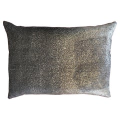Cushion with Silver Sequins Hand Embroidered over Printed with Hand Block Print