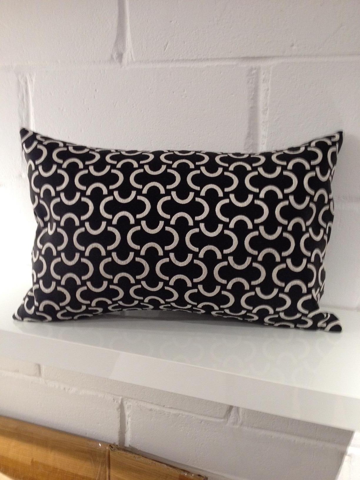 Woven Cushions Silk and Cotton Jacquard Abstract Pattern Colour Black and Ivory