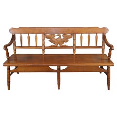 Retro Cushman Colonial Maple Country Farmhouse Shoreham Eagle Back Bench