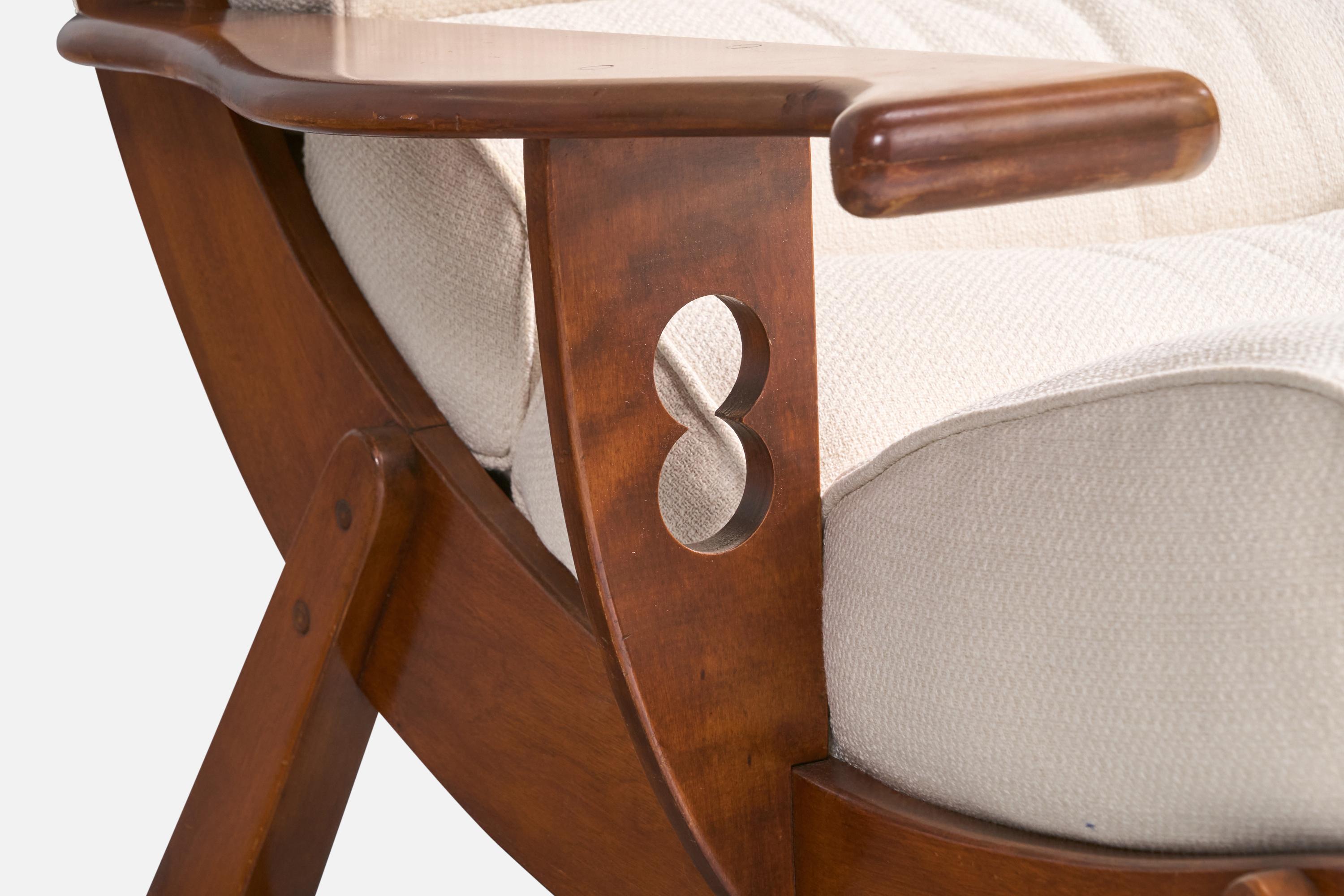 Americano Cushman Furniture, Sedia da salotto con ottomana, Wood, Fabrice, USA, anni '40 in vendita