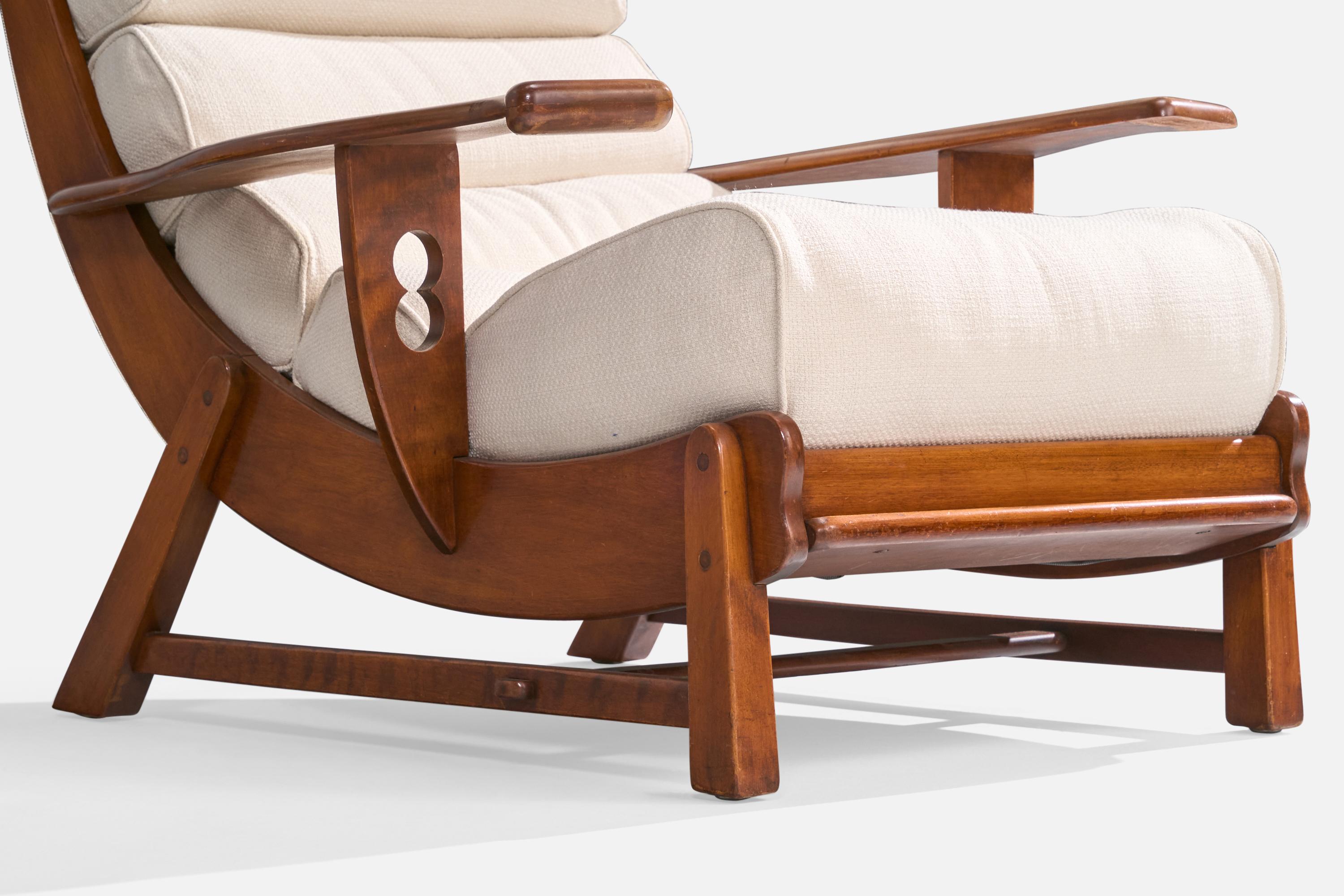 Cushman Furniture, Sedia da salotto con ottomana, Wood, Fabrice, USA, anni '40 In condizioni buone in vendita a High Point, NC