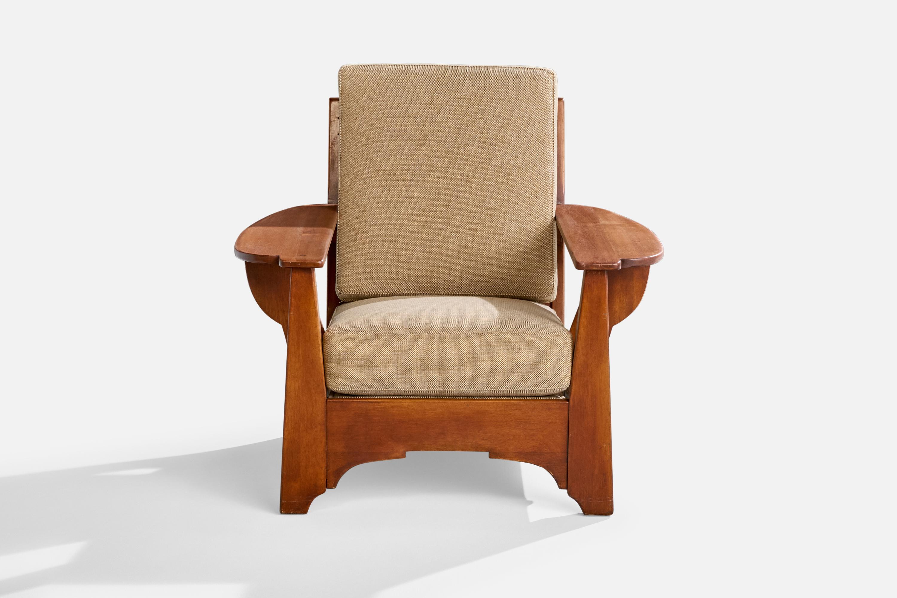 Metà XX secolo Cushman Furniture, Sedia da salotto, Wood, Fabrice, USA, anni '40 in vendita