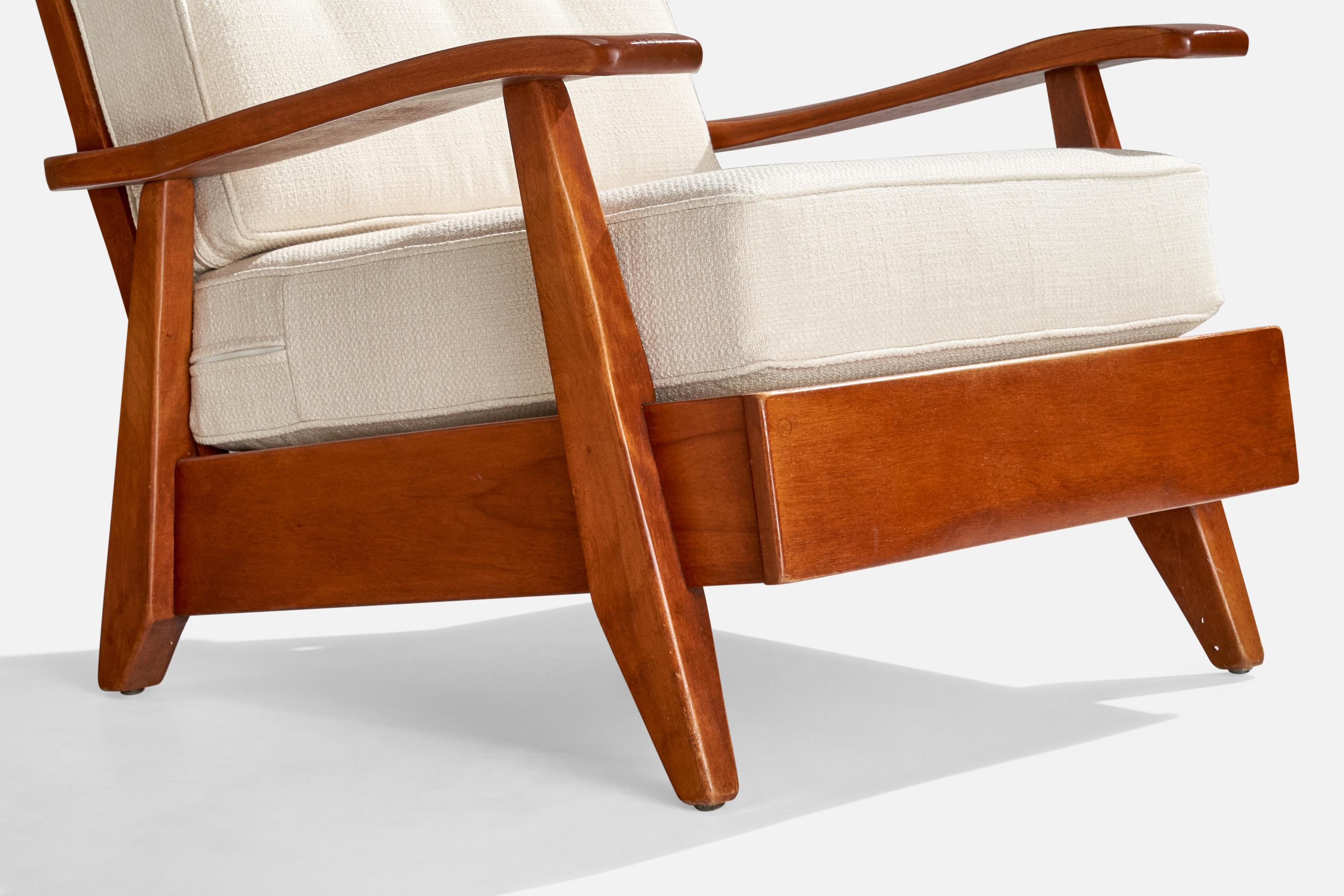 Cushman Furniture, Lounge Chairs, Wood, Fabric, USA, 1940s For Sale 6