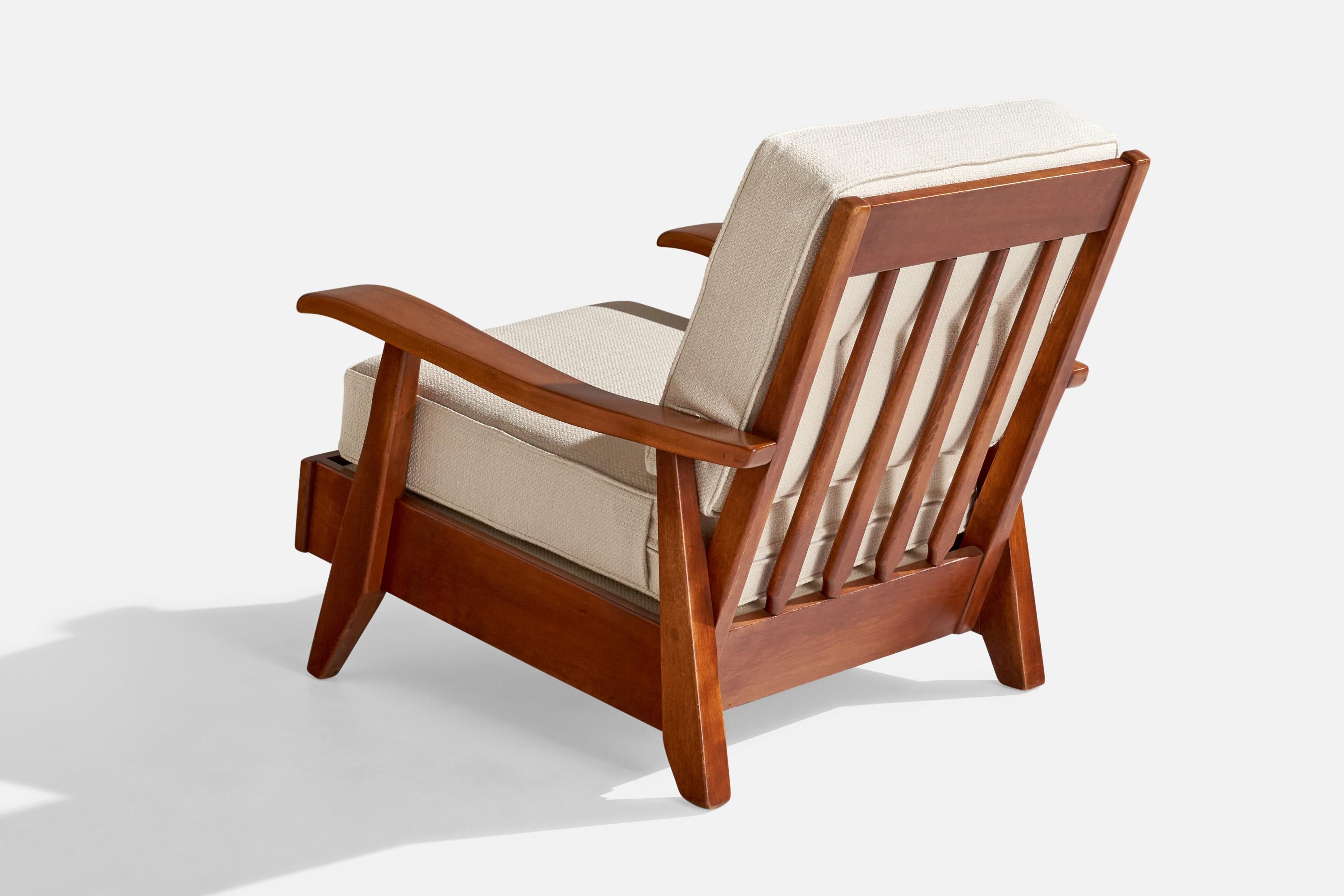Cushman Furniture, Lounge Chairs, Wood, Fabric, USA, 1940s For Sale 1