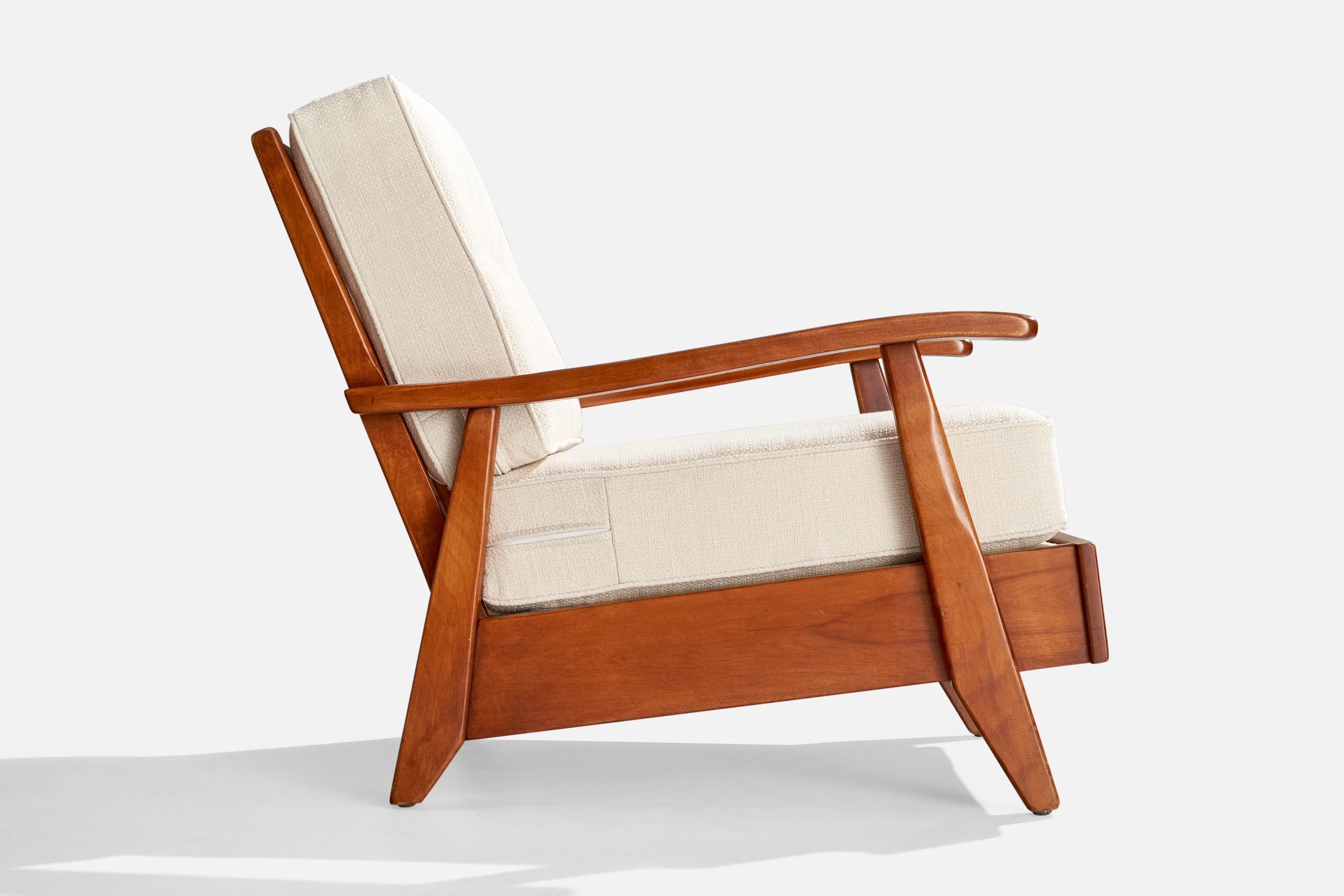 Cushman Furniture, Lounge Chairs, Wood, Fabric, USA, 1940s For Sale 3