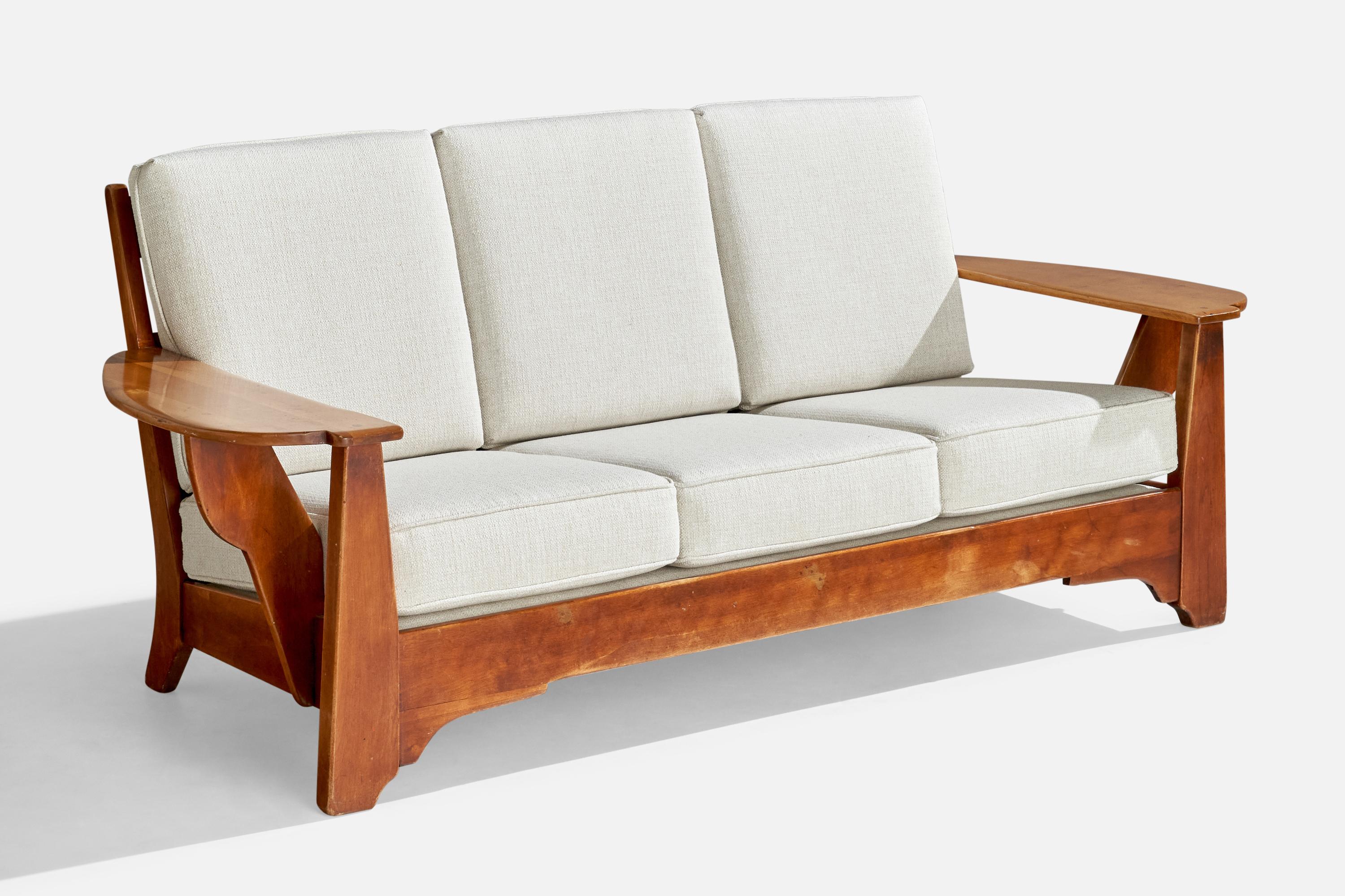 Scandinave moderne Meuble Cushman, canapé, bois, tissu, États-Unis, années 1940 en vente