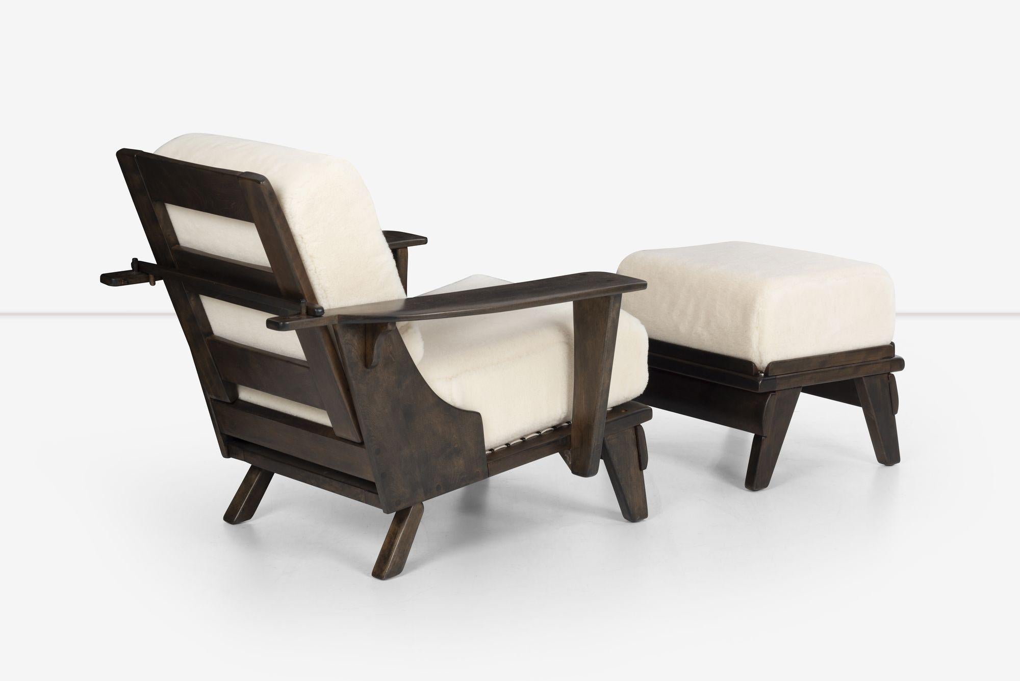 Wood Cushman Lounge Chair and Ottoman
