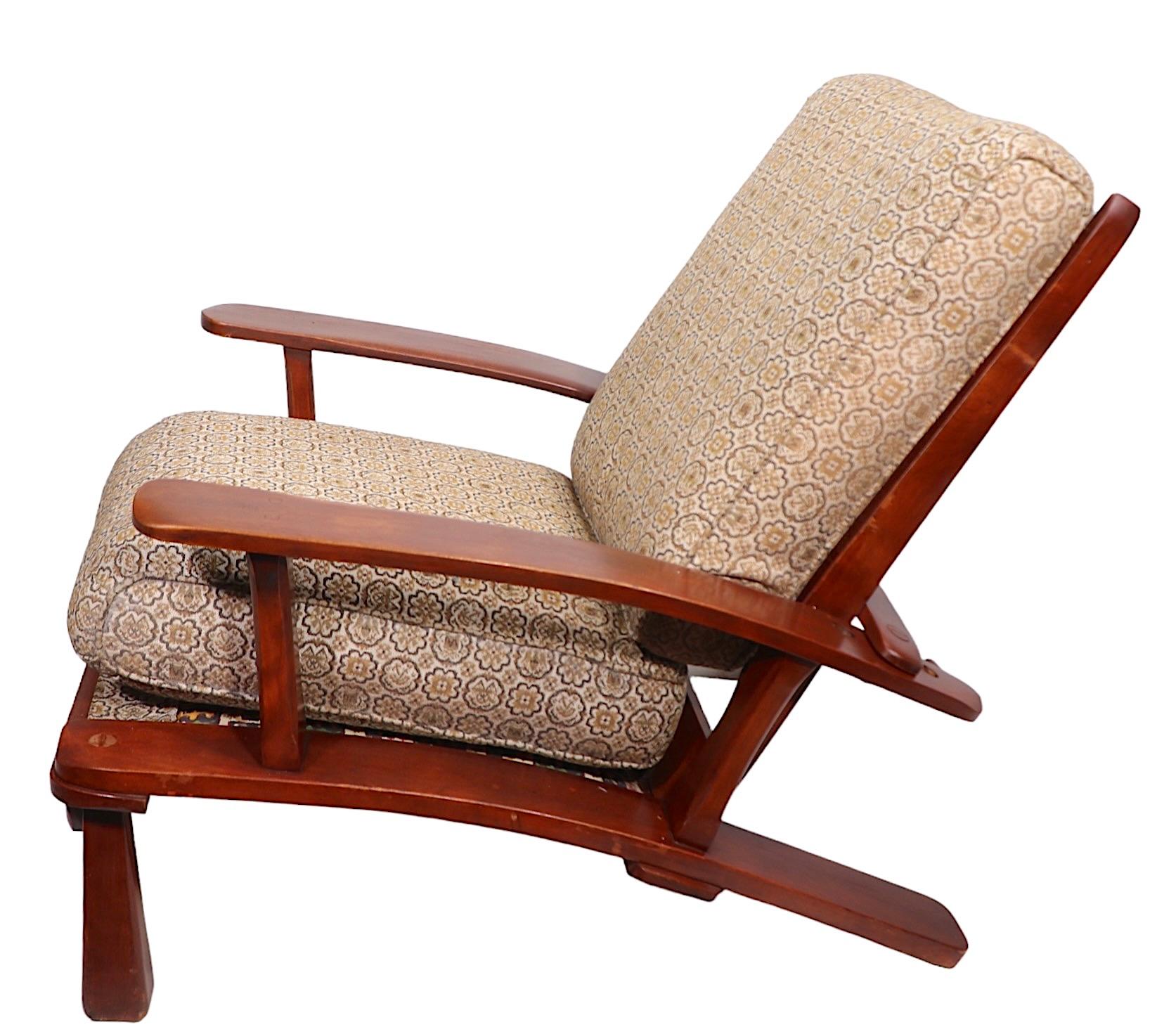 Milieu du XXe siècle Cushman  Fauteuil de salon inclinable de style Morris par Herman de Vries fabriqué dans le Vermont en vente