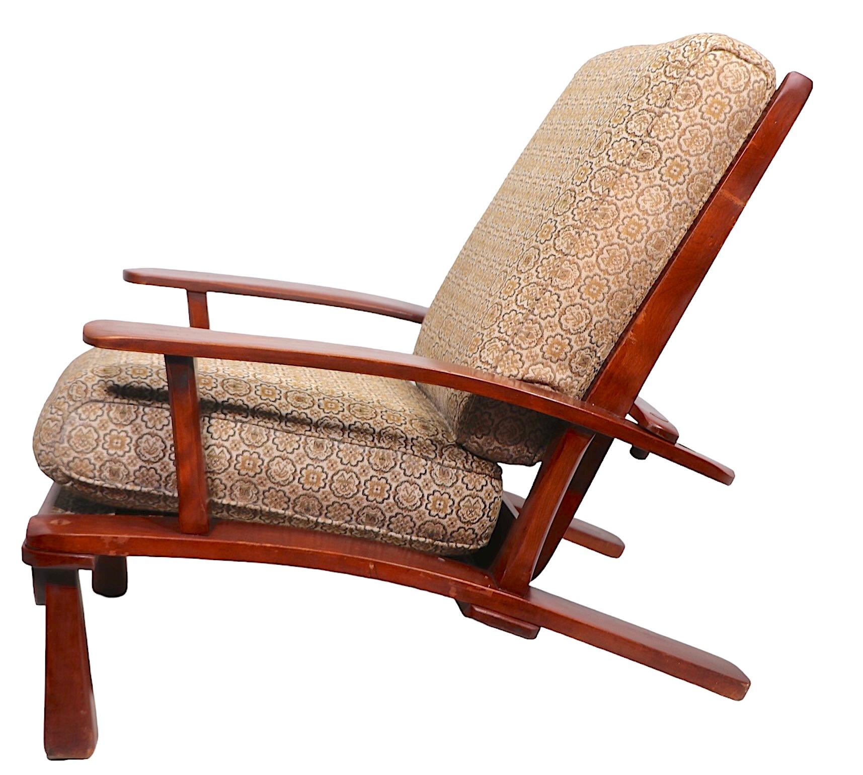 Tissu d'ameublement Cushman  Fauteuil de salon inclinable de style Morris par Herman de Vries fabriqué dans le Vermont en vente