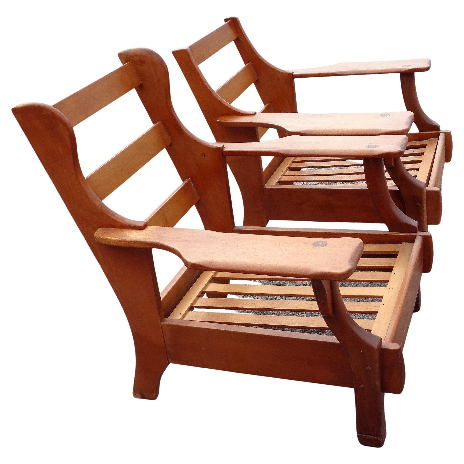 Rustic Paddle Arm Lounge Chairs, circa 1940 4