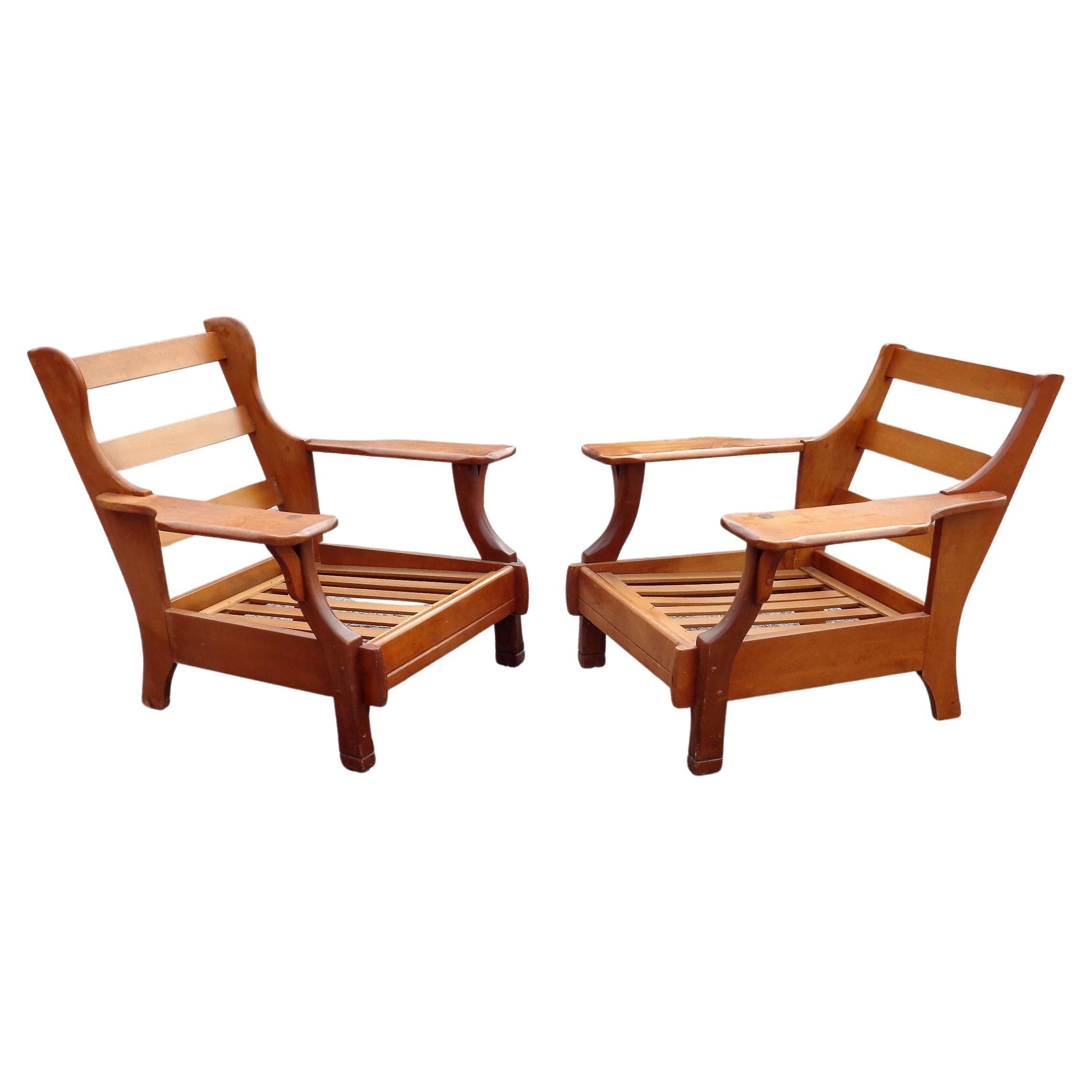 American Rustic Paddle Arm Lounge Chairs, circa 1940