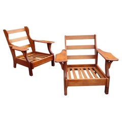 Rustic Paddle Arm Lounge Chairs, circa 1940