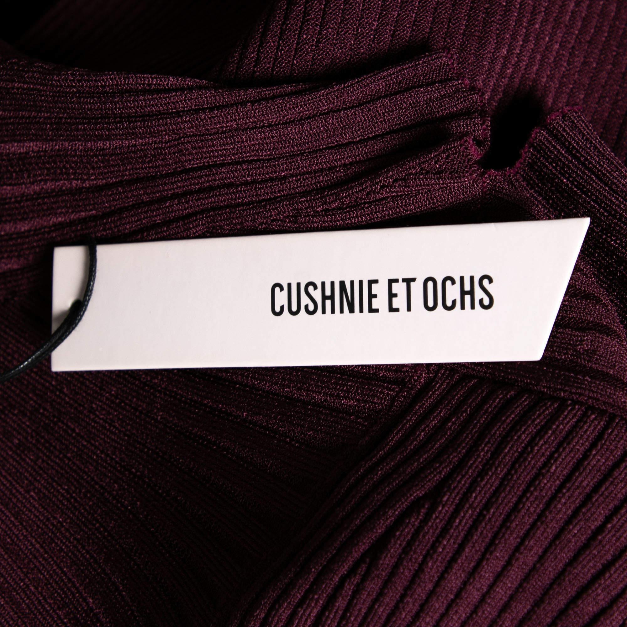 Women's Cushnie et Ochs Burgundy Rib Knit Cut-Out Detail Sweater XL For Sale