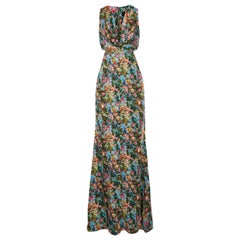 Cushnie Et Ochs Christina Cutout Floral-Print Silk Charmeuse Gown