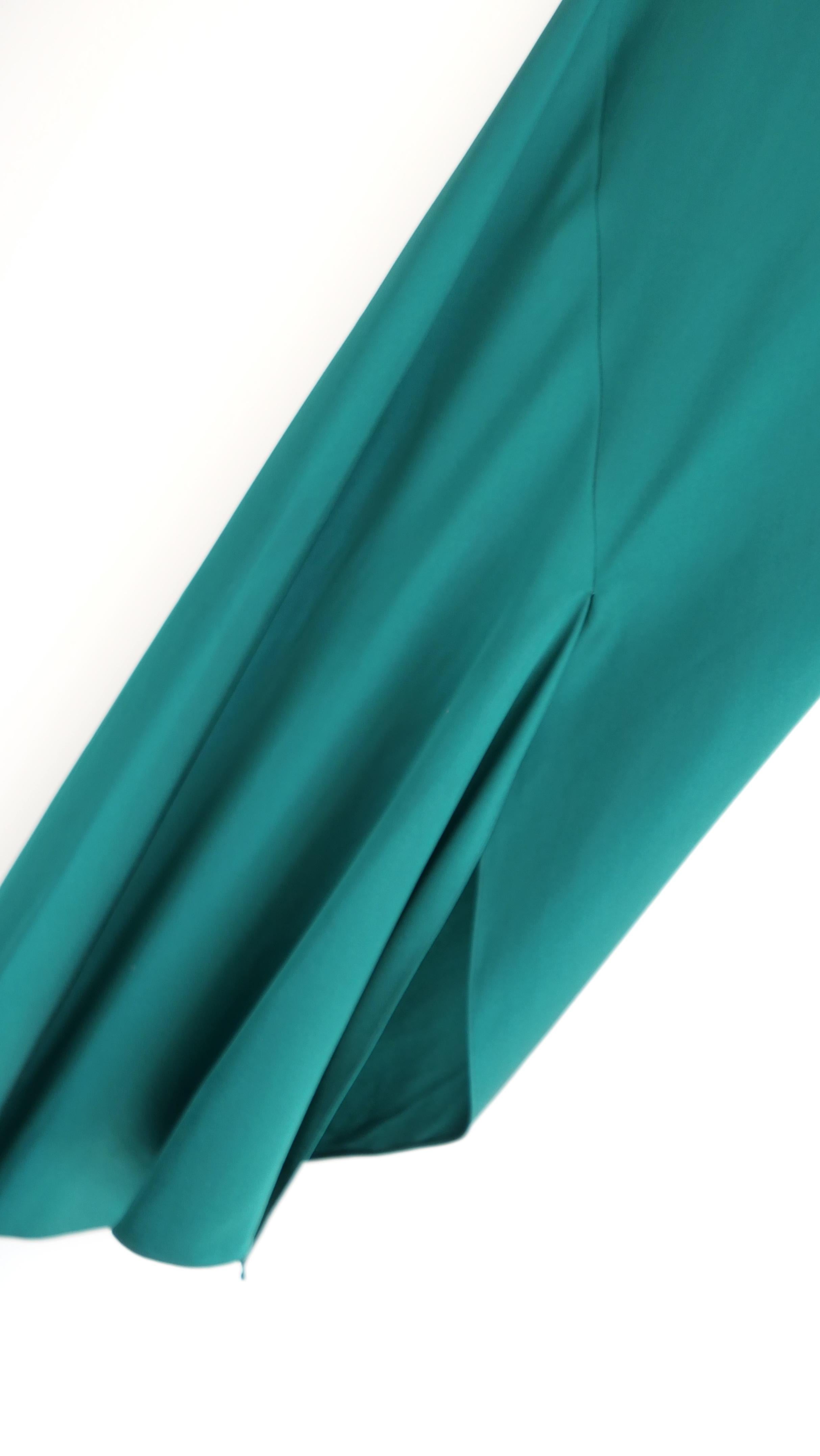 Cushnie Et Ochs Emerald Green Satin Asymmetric Dress In Excellent Condition For Sale In London, GB