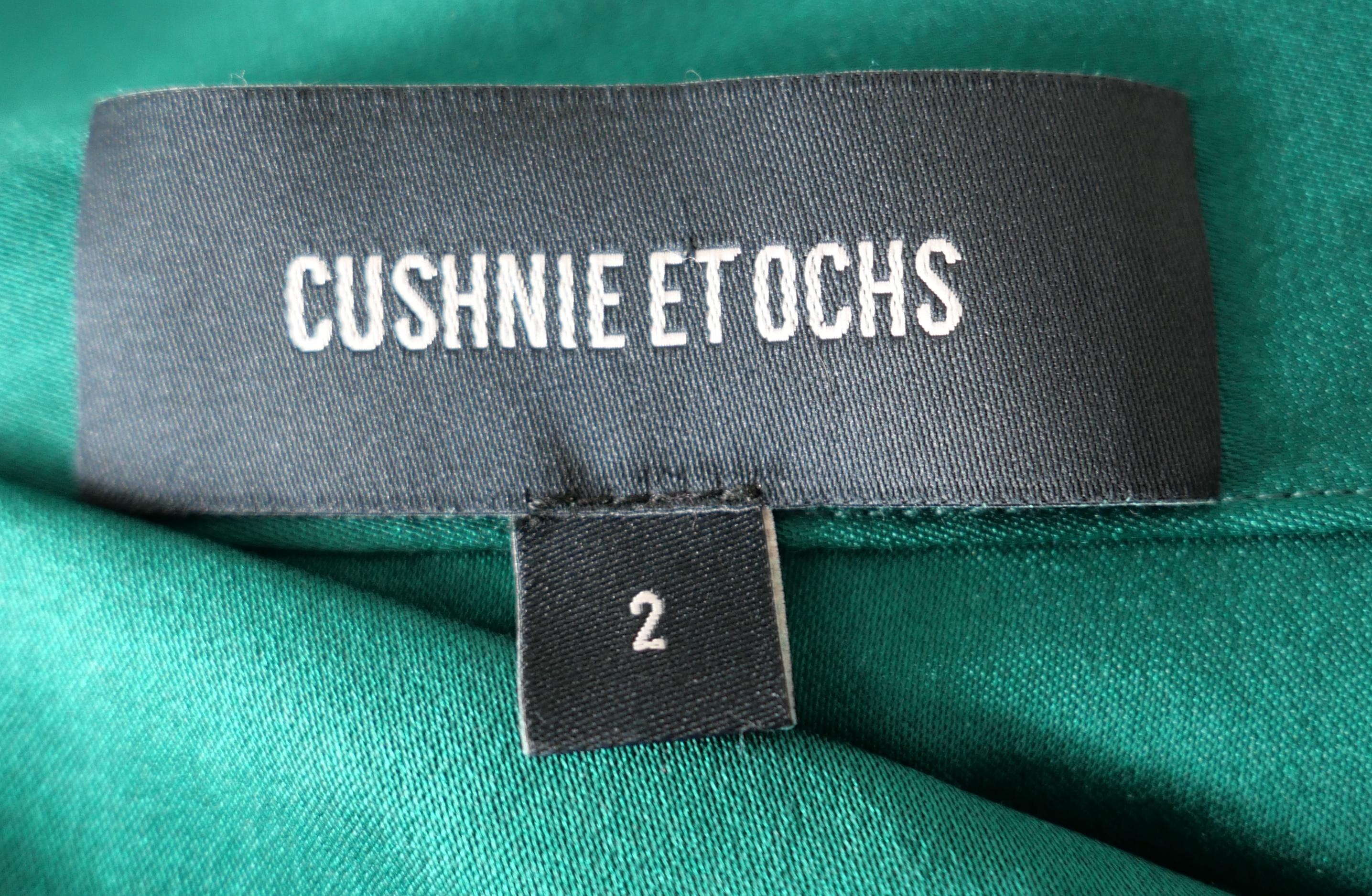 Cushnie Et Ochs Emerald Green Satin Asymmetric Dress For Sale 2