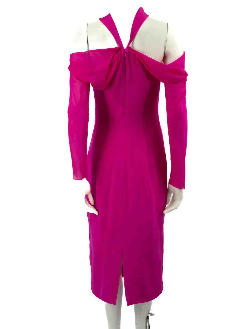 Cushnie et Ochs Fuchsia Halterneck Midi Dress Size S In Good Condition For Sale In London, GB