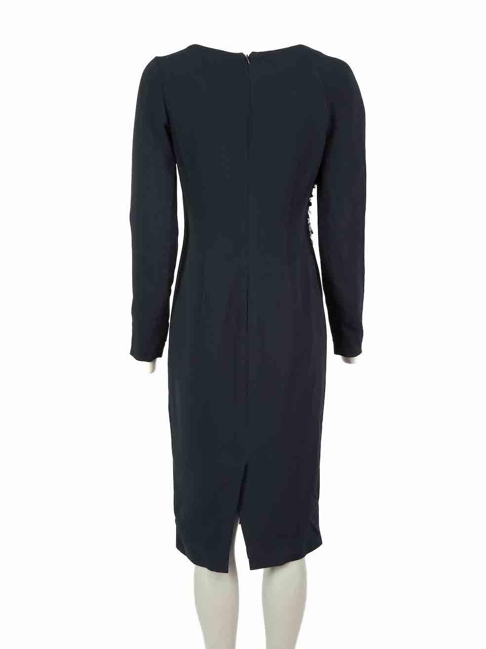 Cushnie et Ochs Marineblaues verziertes Kleid mit Ausschnitt Größe S im Zustand „Gut“ im Angebot in London, GB