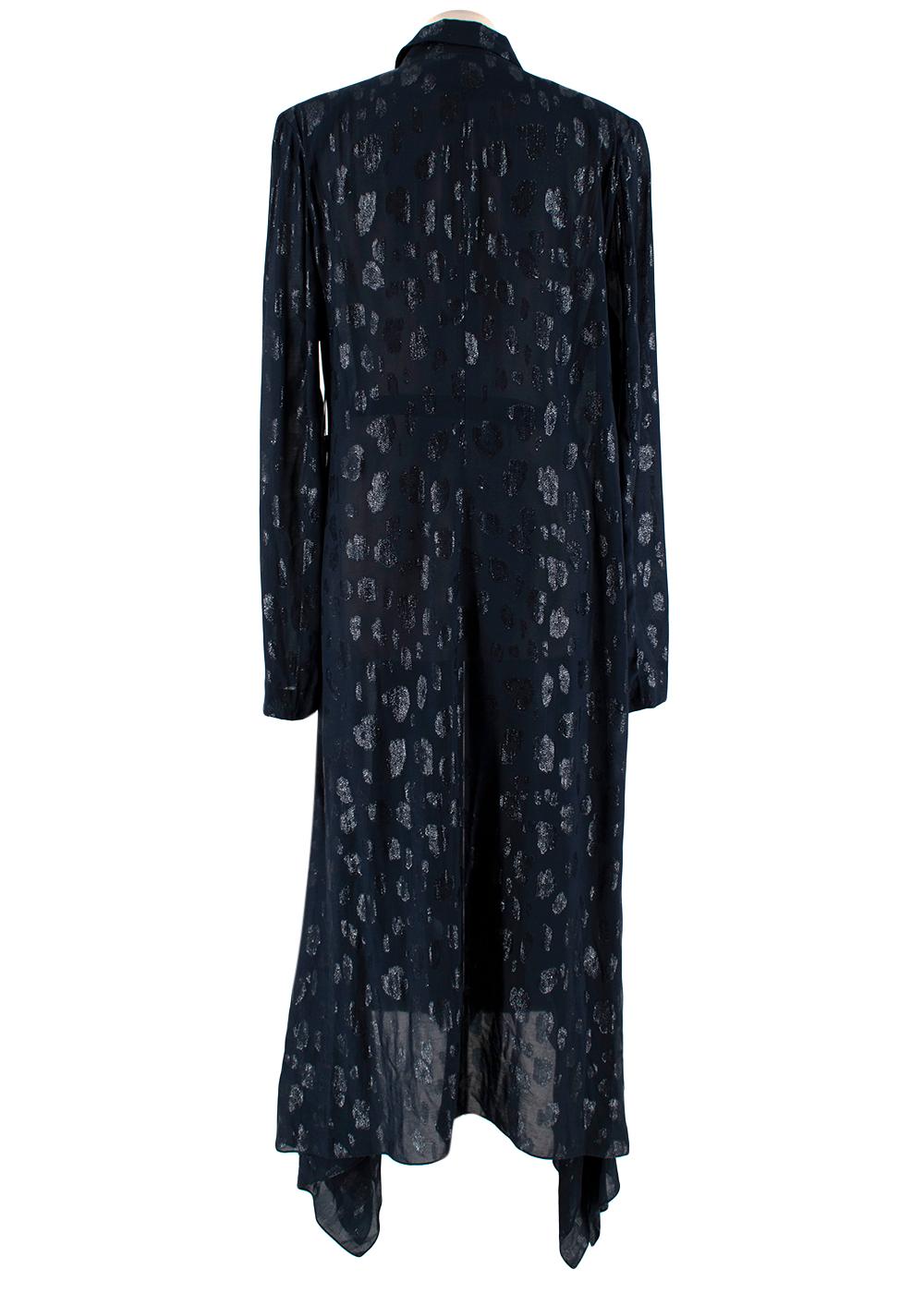 Black Cushnie Et Ochs Navy Metallic Embroidered Wrap Dress - Size US 10 For Sale