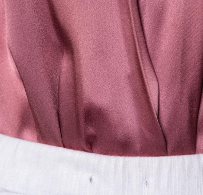Cushnie et Ochs Pink Silk Charmeuse Faux Wrap  Body Suit L For Sale 2