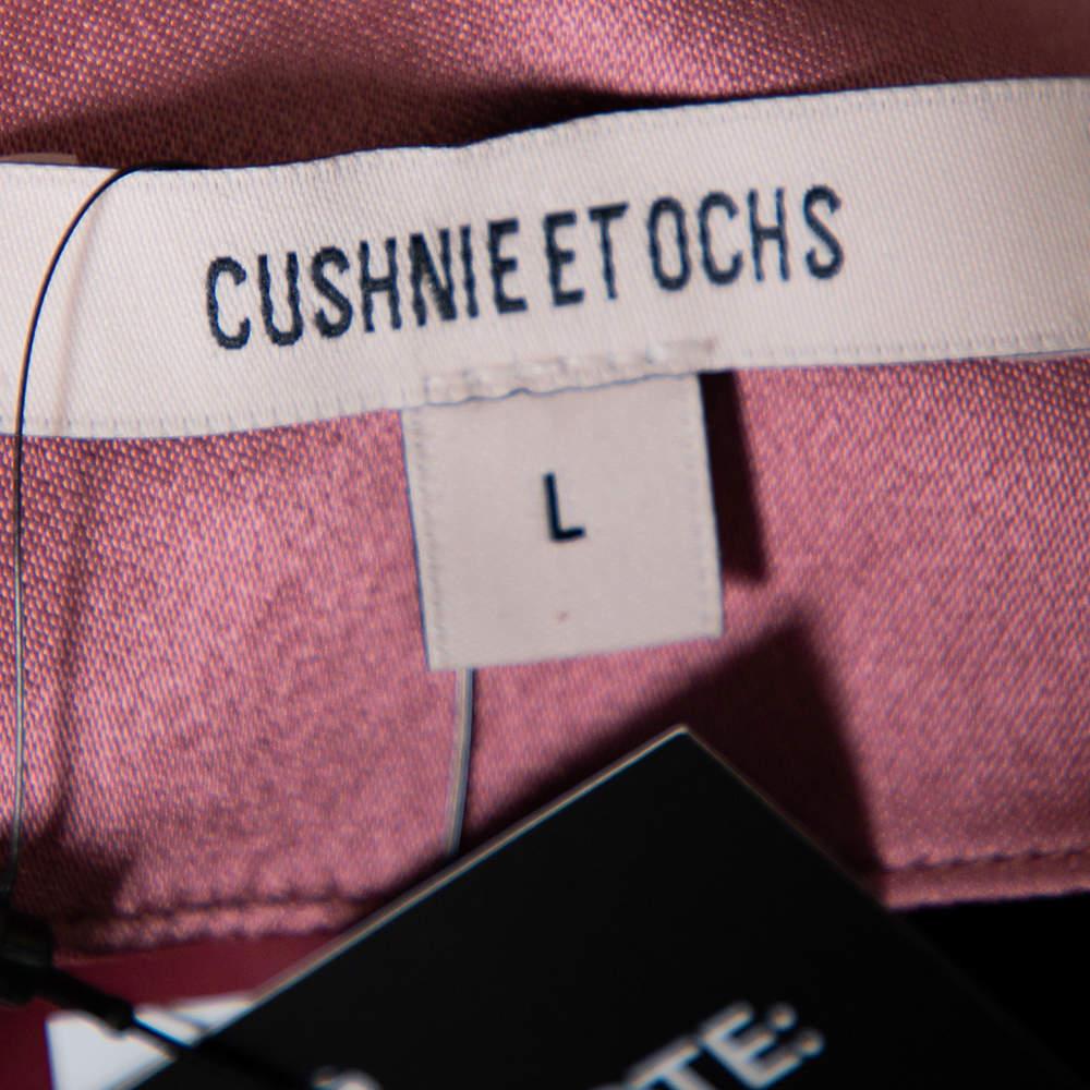 Cushnie et Ochs Pink Silk Charmeuse Faux Wrap Body Suit L For Sale 1