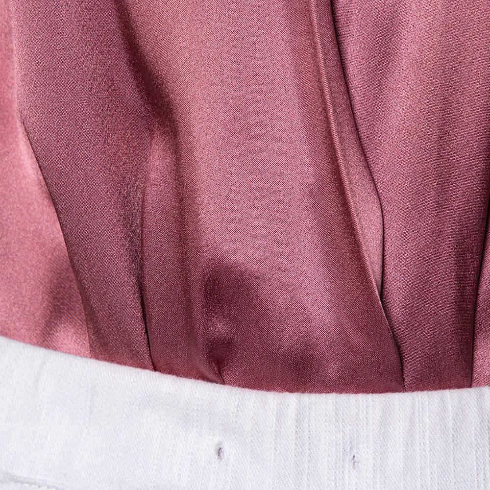 Cushnie et Ochs Pink Silk Charmeuse Faux Wrap Body Suit L For Sale 3