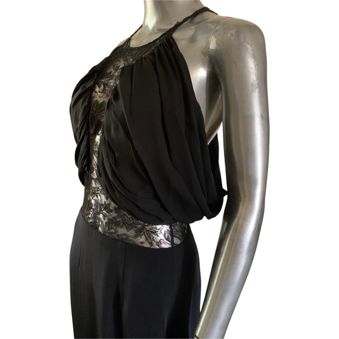 Women's Cushnie Et Ochs Runway Collection Sexy Black Silk & Lace Cocktail Dress Size 8 For Sale