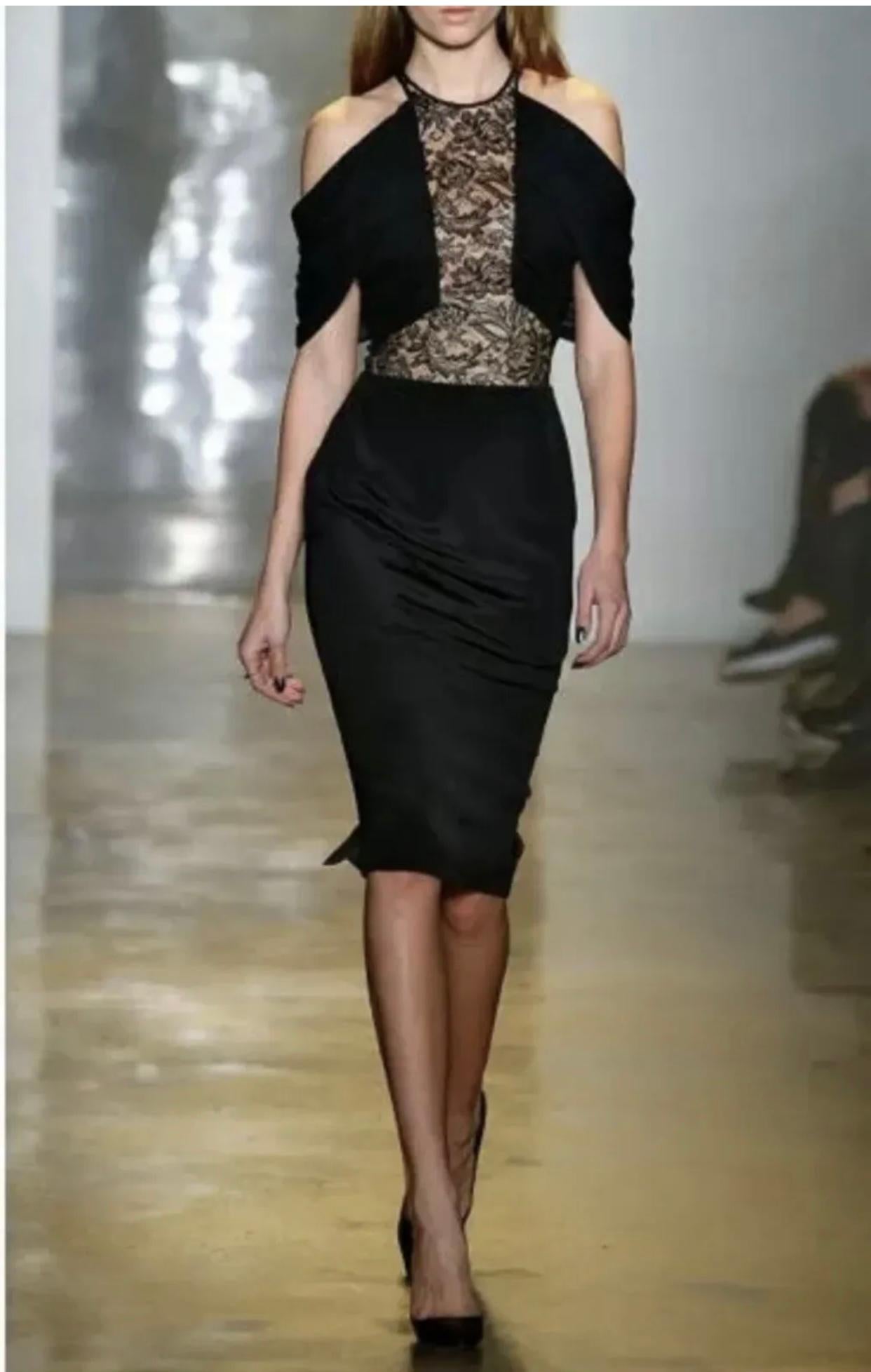Cushnie Et Ochs Runway Collection Sexy Black Silk & Lace Cocktail Dress Size 8 For Sale 5