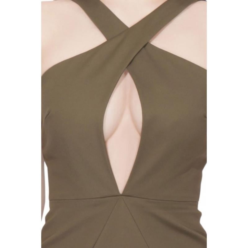 Cushnie et Ochs Safari Verde in cotone elasticizzato con dettaglio buco della serratura Mini Dress XS in vendita 1