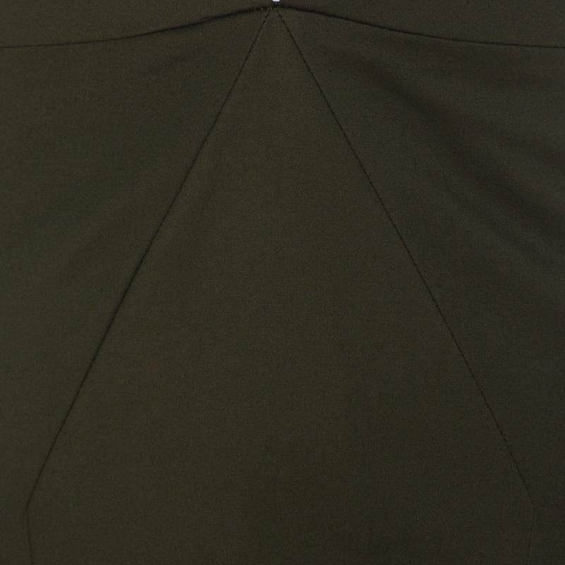 Black Cushnie Et Ochs Safari Green Stretch Cotton Keyhole Detail Mini Dress XS For Sale