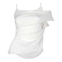Cushnie et Ochs Soft White Silk Draped Shoulder Top Sz 0