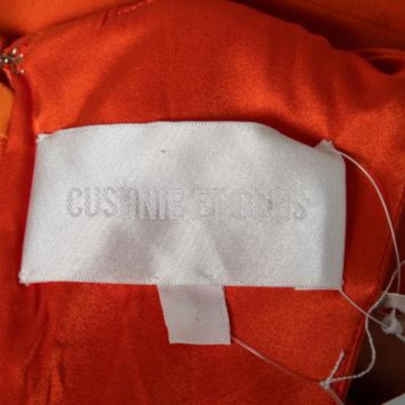 Cushnie et Ochs - Arancio mandarino - abito in jersey di raso elasticizzato con pannelli in rete S in vendita 6