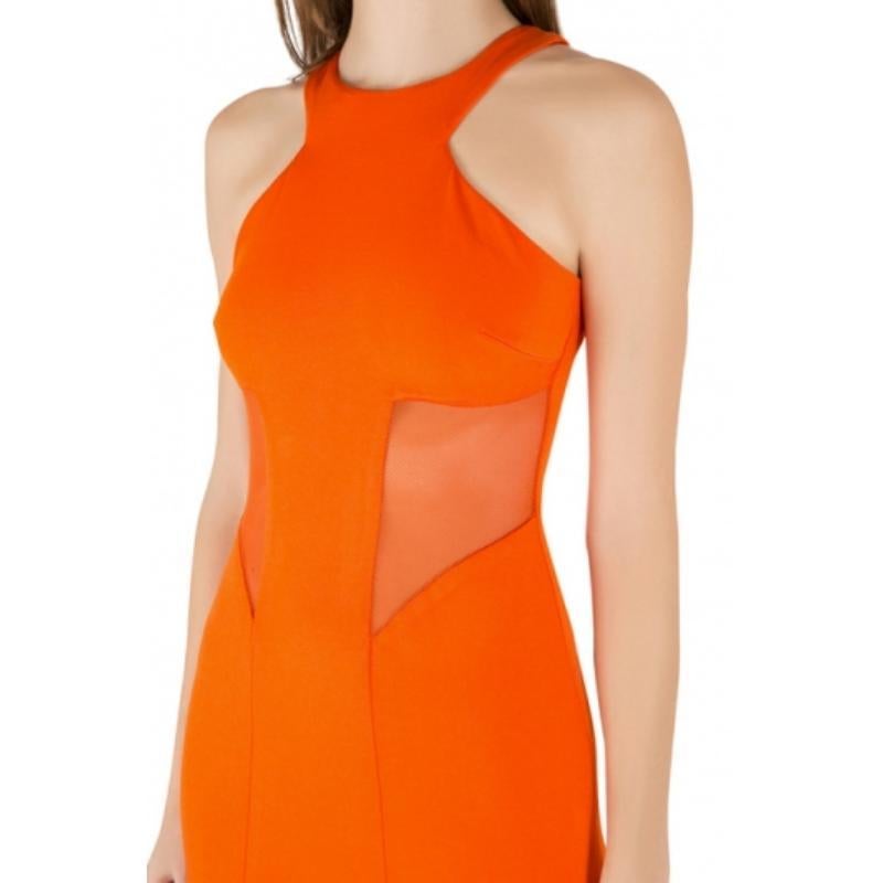 Cushnie et Ochs - Arancio mandarino - abito in jersey di raso elasticizzato con pannelli in rete S In condizioni ottime in vendita a Dubai, Al Qouz 2