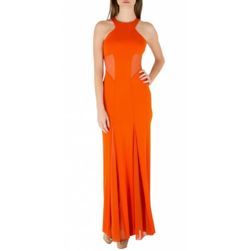Donna Cushnie et Ochs - Arancio mandarino - abito in jersey di raso elasticizzato con pannelli in rete S in vendita