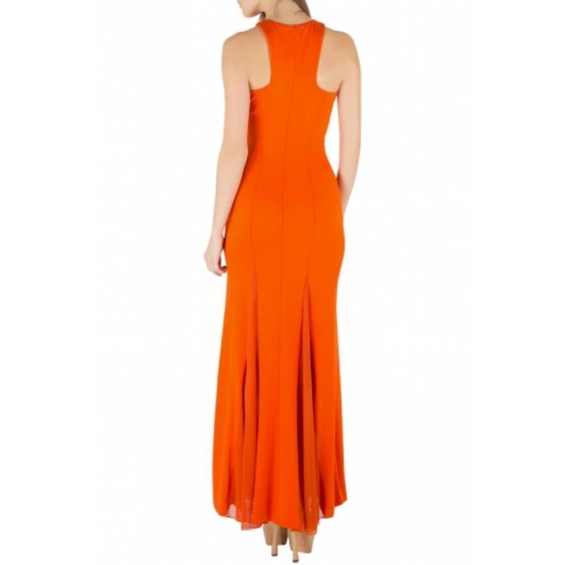 Cushnie et Ochs - Arancio mandarino - abito in jersey di raso elasticizzato con pannelli in rete S in vendita 1