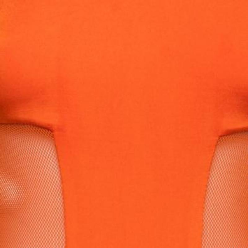 Cushnie et Ochs - Arancio mandarino - abito in jersey di raso elasticizzato con pannelli in rete S in vendita 4