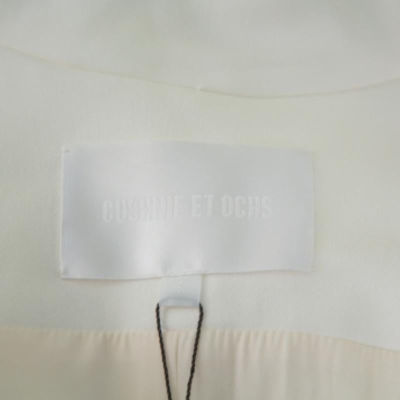 Gray Cushnie et Ochs White Crepe Collared Open Front Coat S For Sale