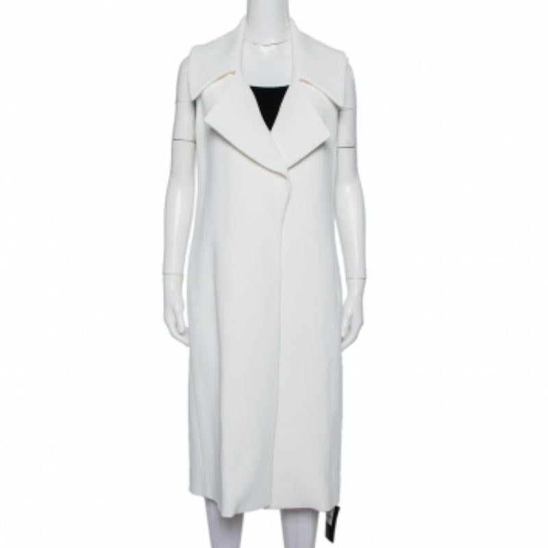 Cushnie et Ochs White Crepe Collared Open Front Coat S For Sale