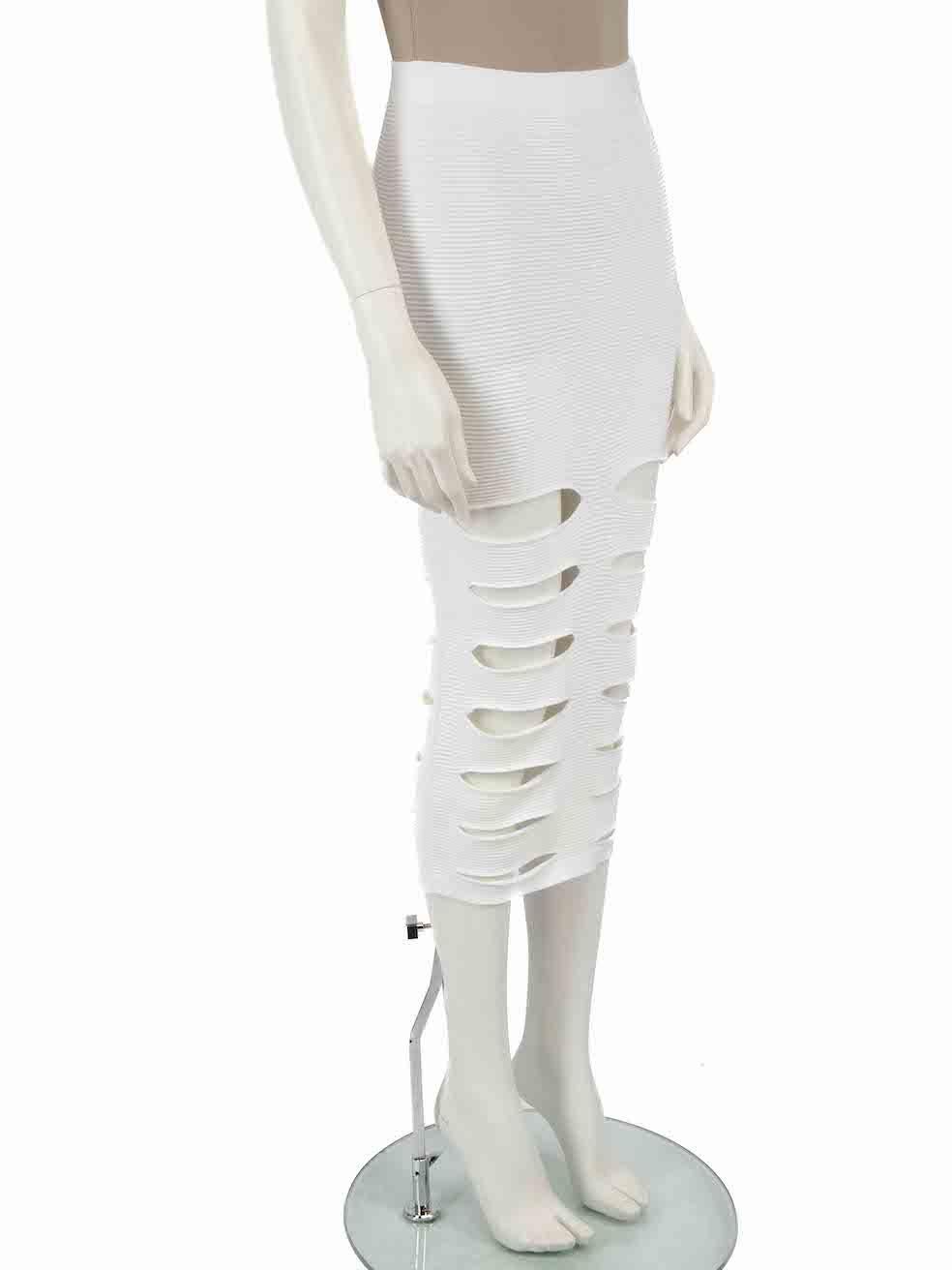 CONDITION is Never worn, with tags. No visible wear to skirt is evident on this new Cushine Et Ochs designer resale item.
 
 
 
 Details
 
 
 White
 
 Rayon
 
 Skirt
 
 Figure hugging fit
 
 Slashed detail
 
 Stretchy
 
 Midi
 
 
 
 
 
 Made in USA
