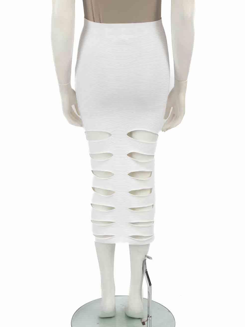 Cushnie et Ochs White Ribbed Knit Slash Skirt Size XS In New Condition For Sale In London, GB