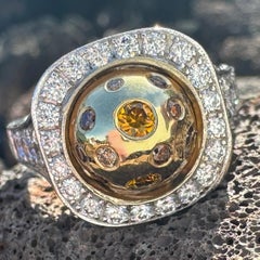 "Cushy" 0.92 Carat Diamond Cocktail Ring in 18 Karat White & Yellow Gold