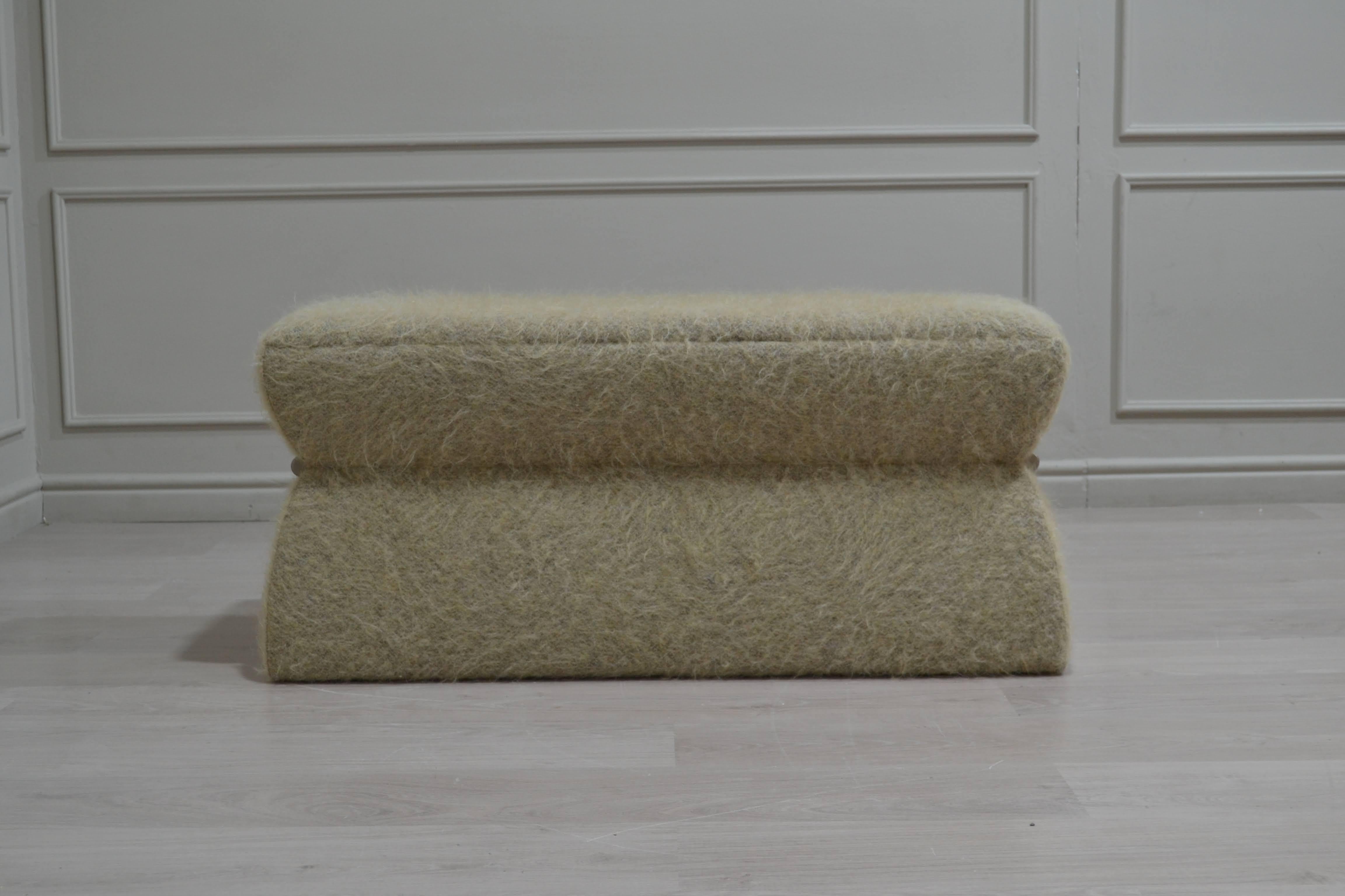 Upholstery 'Cusi' Bench in Pierre Frey Quinoa Mohair For Sale