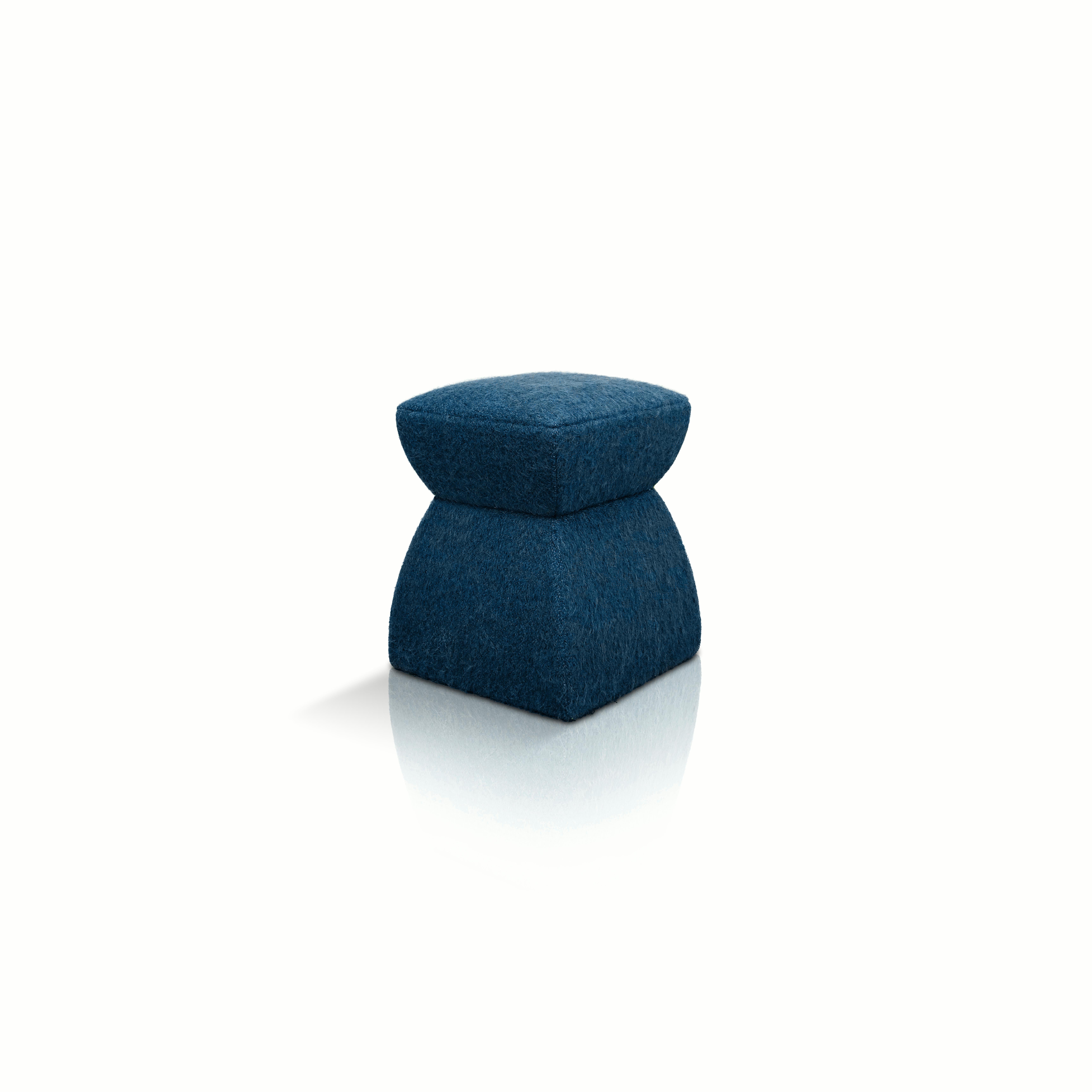 This fun yet Classic pouf is indeed a celebration of the Romanian sculptor Constantin Brâncusi’s contribution to modernism, referencing one of his most celebrated work, infinite column. High-grade plain weaves of wool, mohair and long-haired alpaca