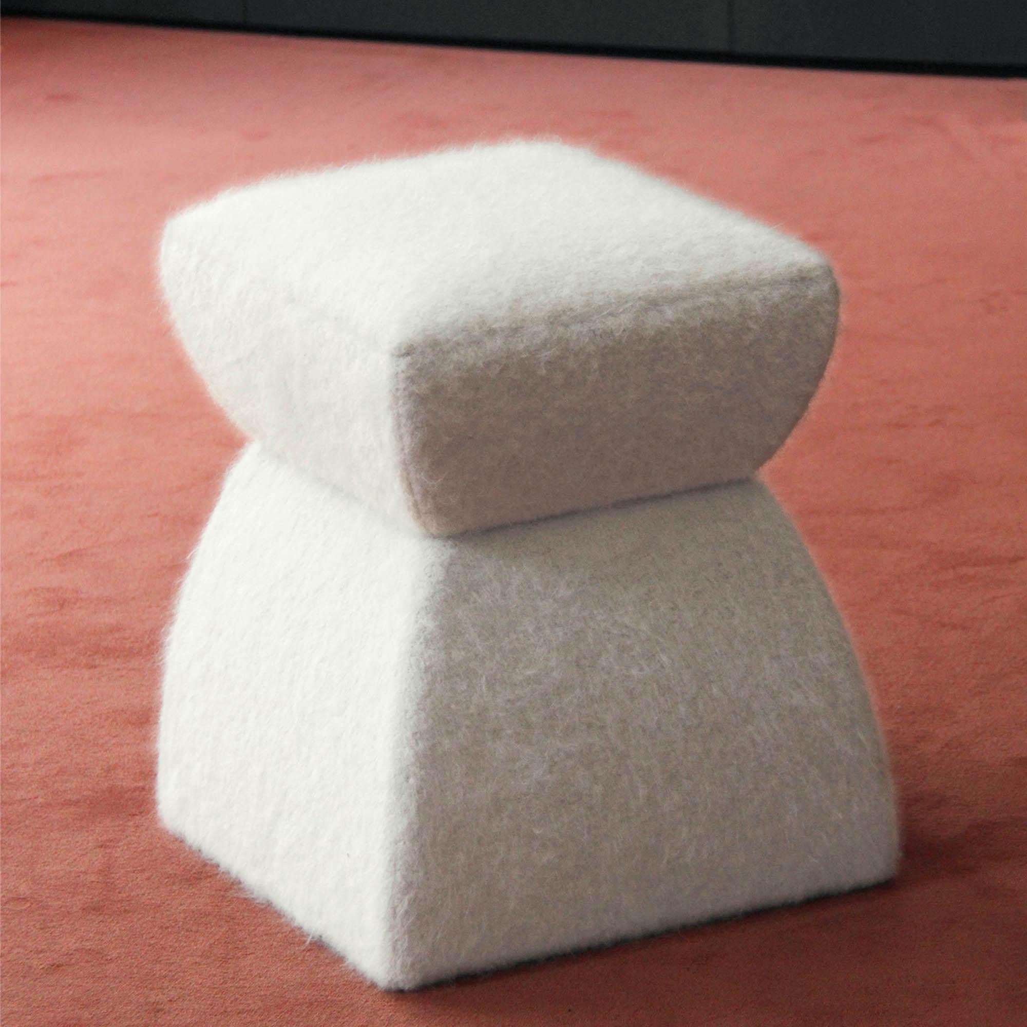 ‘Cusi’ Pouf in Encre Mohair For Sale 1