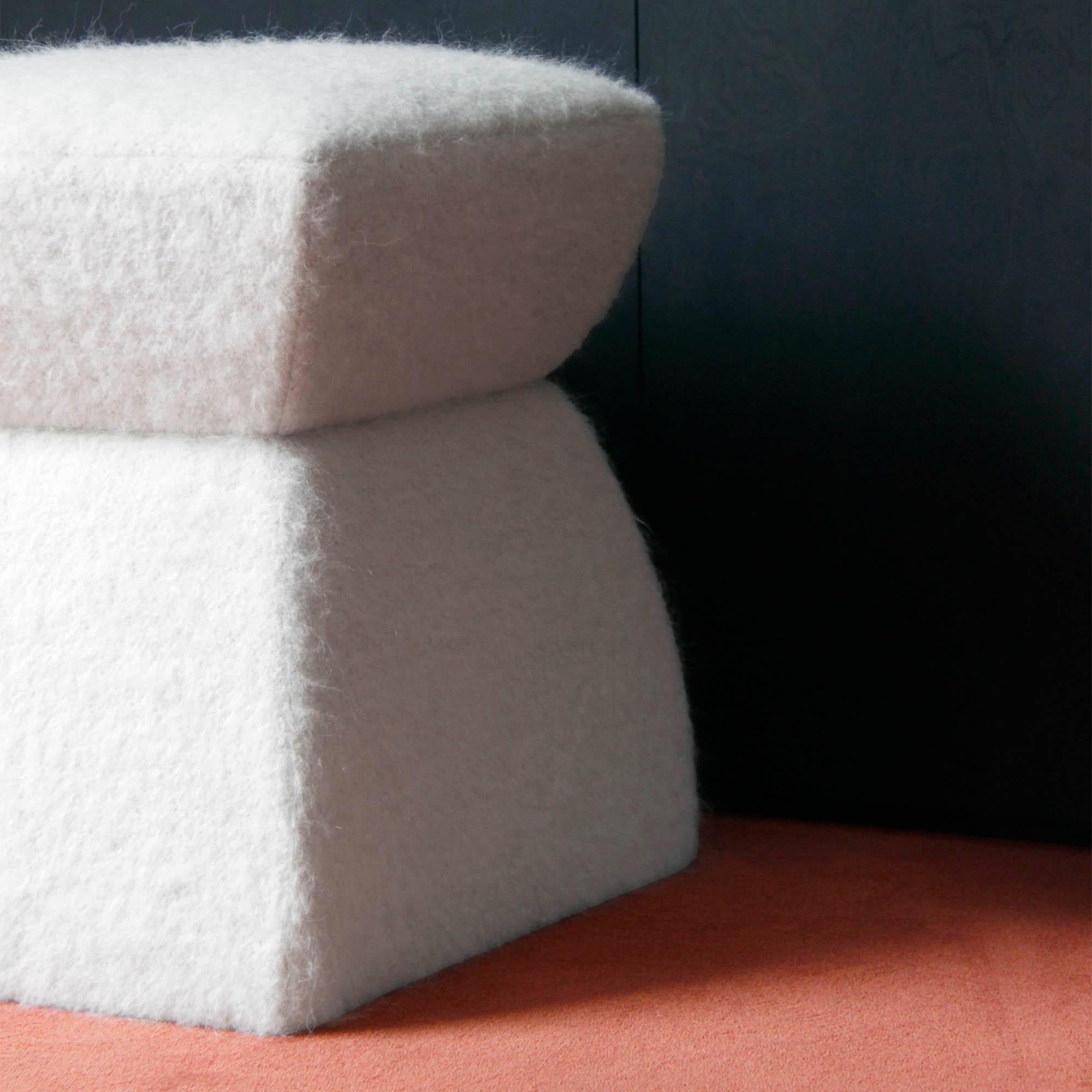 Contemporary ‘Cusi’ Pouf in Herisson Mouse Mohair For Sale
